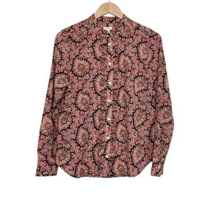 J. Crew Paisley Print Button Front Blouse Long Sleeve Size Small